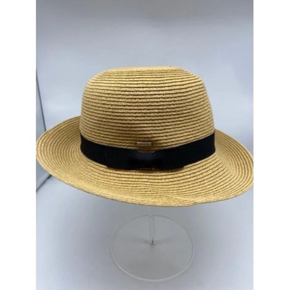 San Diego Hat Company Straw Cloche Hat Women OS Tan Black Bow Adjustable
